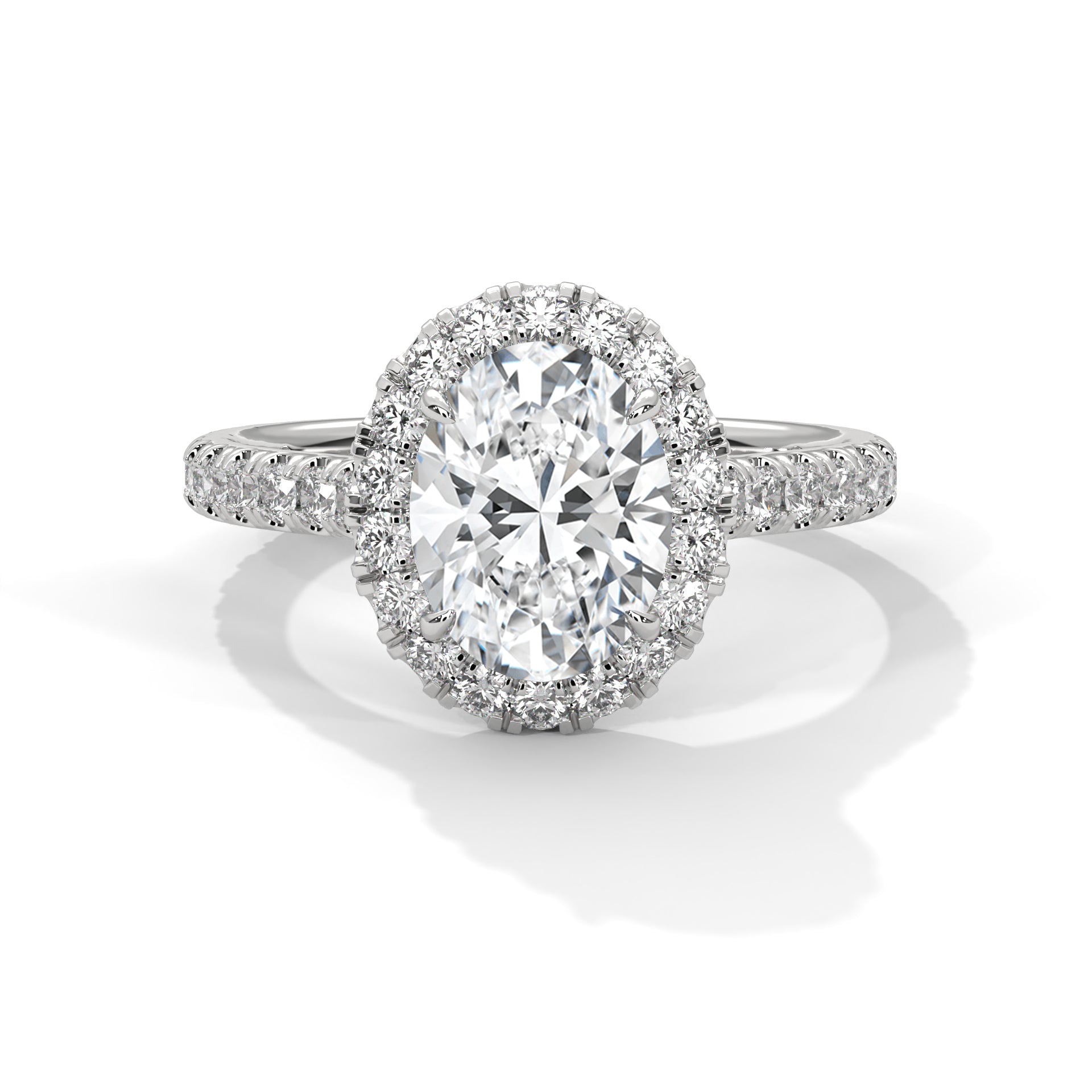 Oval Cut Diamond Halo Engagement Ring in White Gold – Oval Diamond Halo Ring – Pave Diamond Engagement Ring – Vintage Style Oval Diamond Proposal Ring