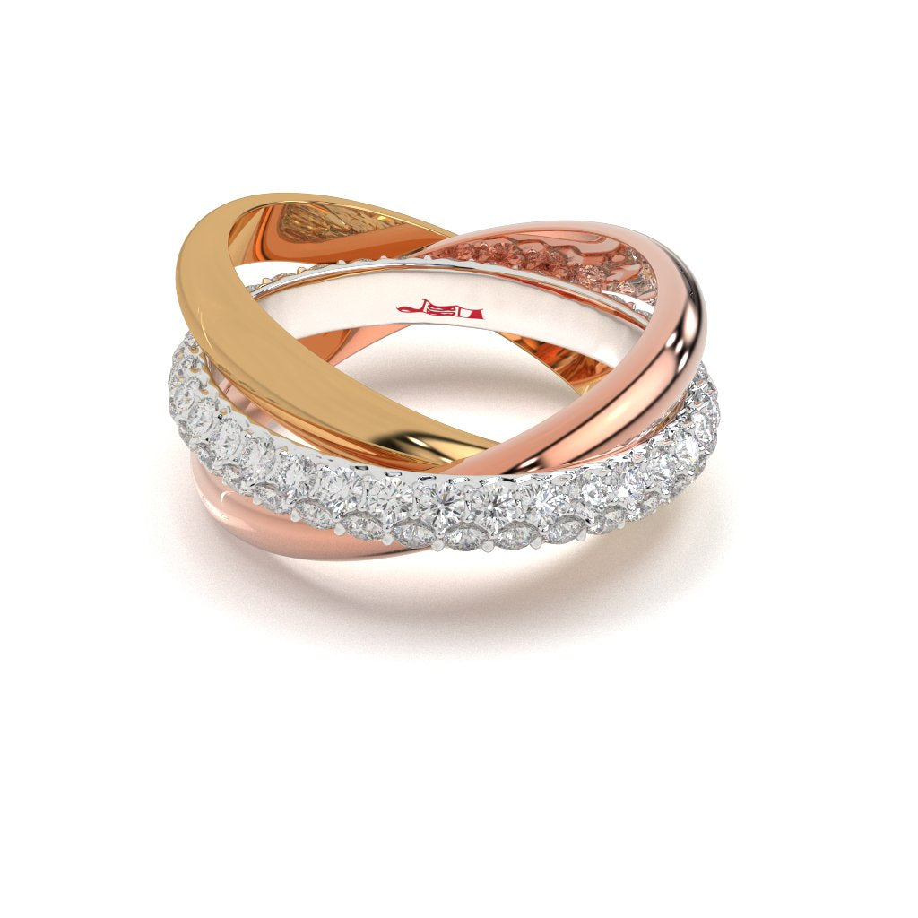 925 Sterling Silver Crossover Ring Elegant Interlocking Pave Band Modern Wedding Anniversary Statement Ring
