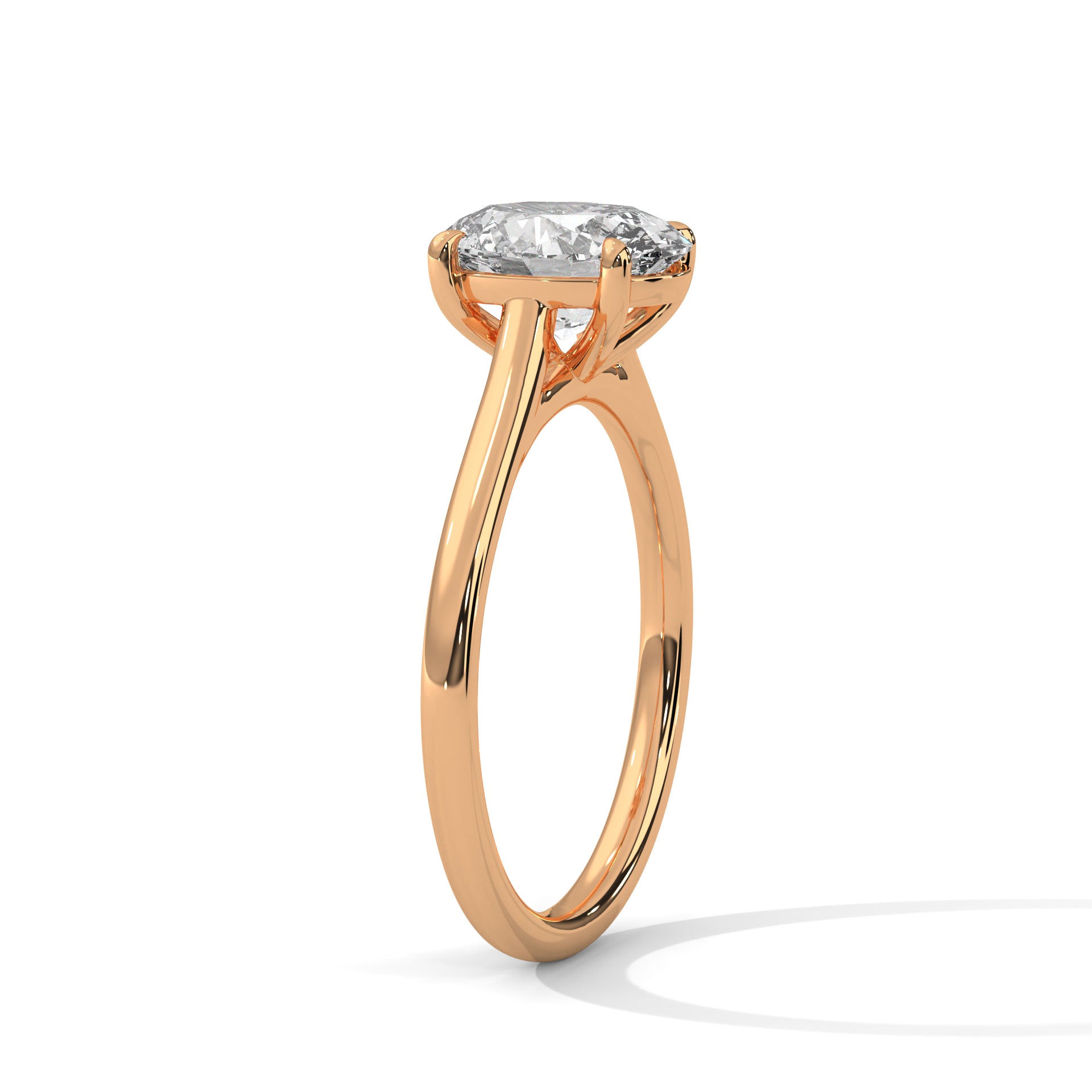 Oval Diamond Solitaire Engagement Ring in Rose Gold – Classic Oval Cut Diamond Ring – Minimalist Proposal Ring – Elegant Bridal Ring
