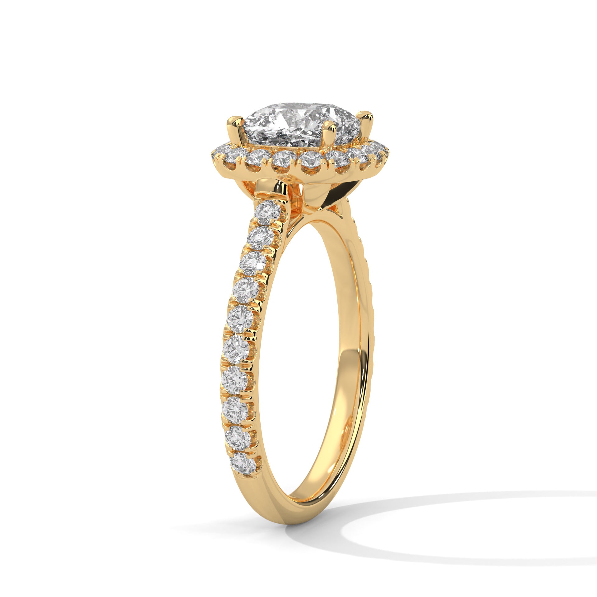 Cushion Cut Diamond Halo Engagement Ring in White Gold – Cushion Halo Diamond Ring – Cushion Diamond Proposal Ring – Vintage Halo Bridal Ring