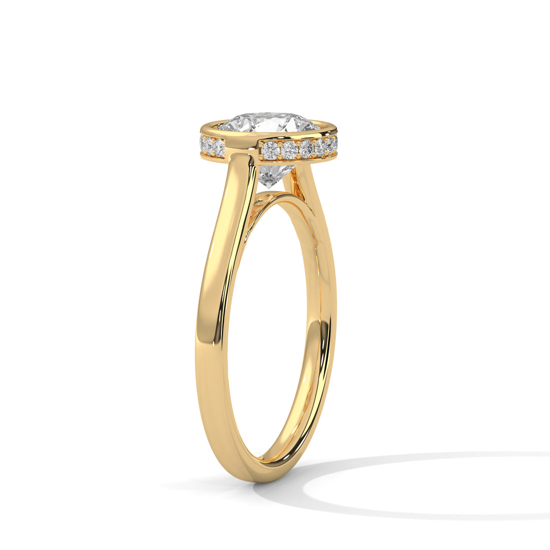 Round Bezel Diamond Engagement Ring in Gold – Bezel Set Solitaire Ring – Minimalist Diamond Engagement Ring – Modern Round Diamond Ring
