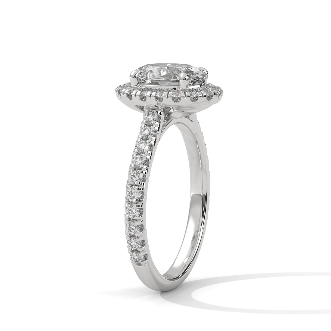 Oval Cut Diamond Halo Engagement Ring in White Gold – Oval Diamond Halo Ring – Pave Diamond Engagement Ring – Vintage Style Oval Diamond Proposal Ring
