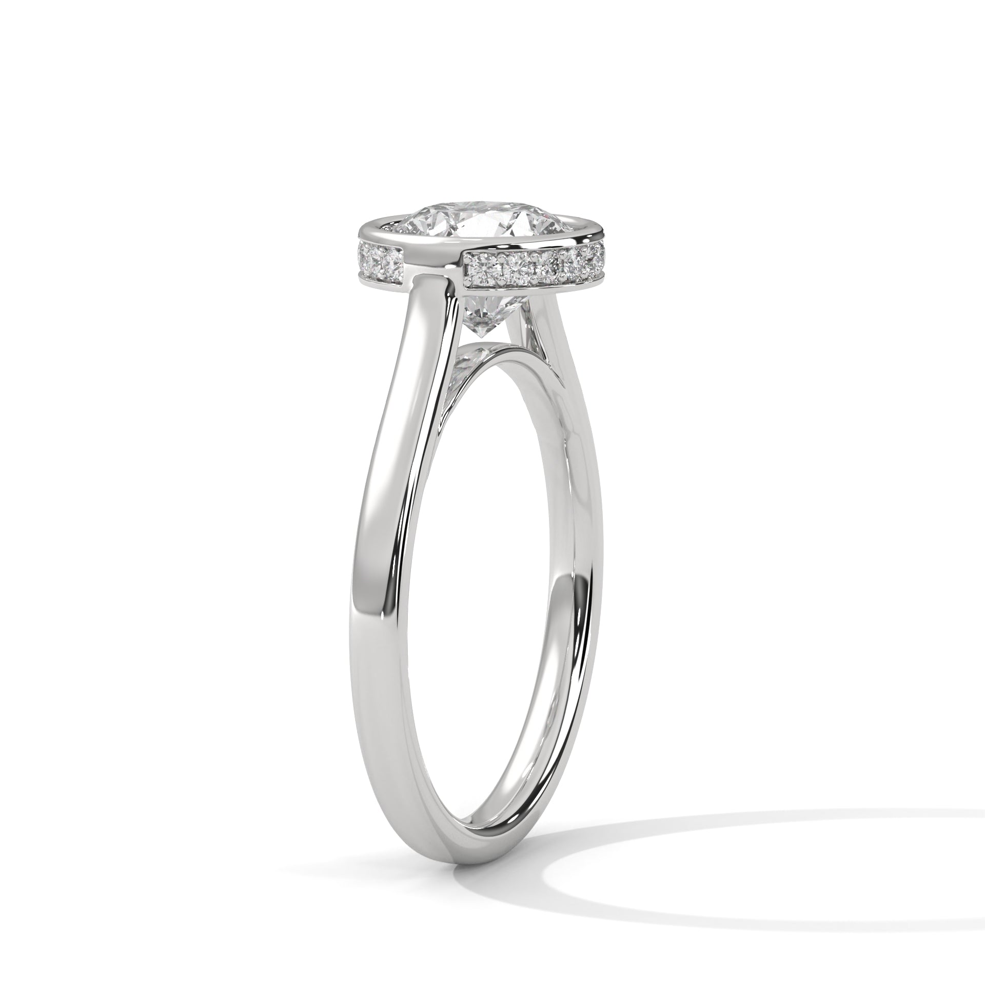 Round Bezel Diamond Engagement Ring in White Gold – Bezel Set Solitaire Ring – Minimalist Round Diamond Ring – Modern Engagement Ring