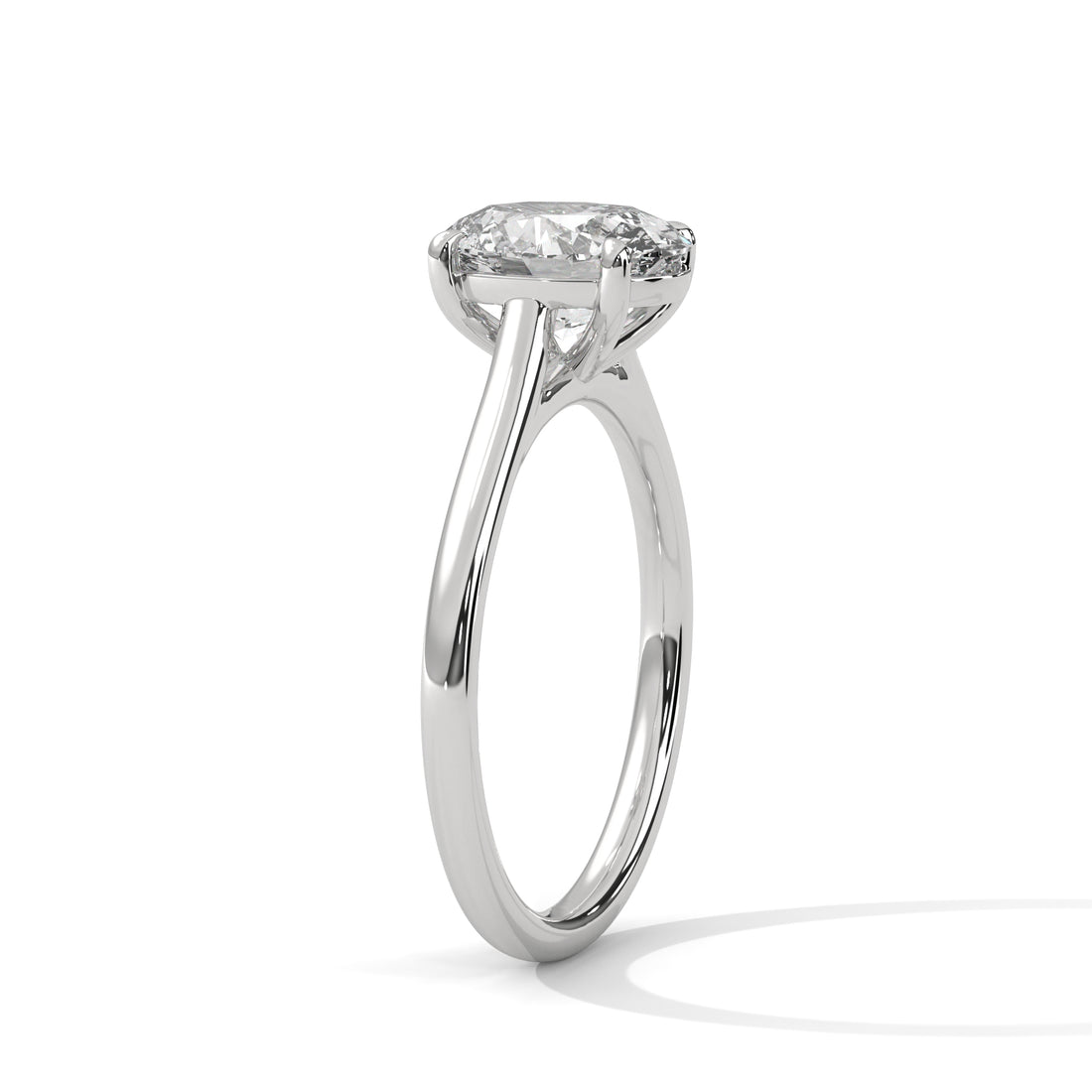Oval Diamond Solitaire Engagement Ring in White Gold – Classic Oval Cut Diamond Ring – Minimalist Proposal Ring – Elegant Bridal Ring