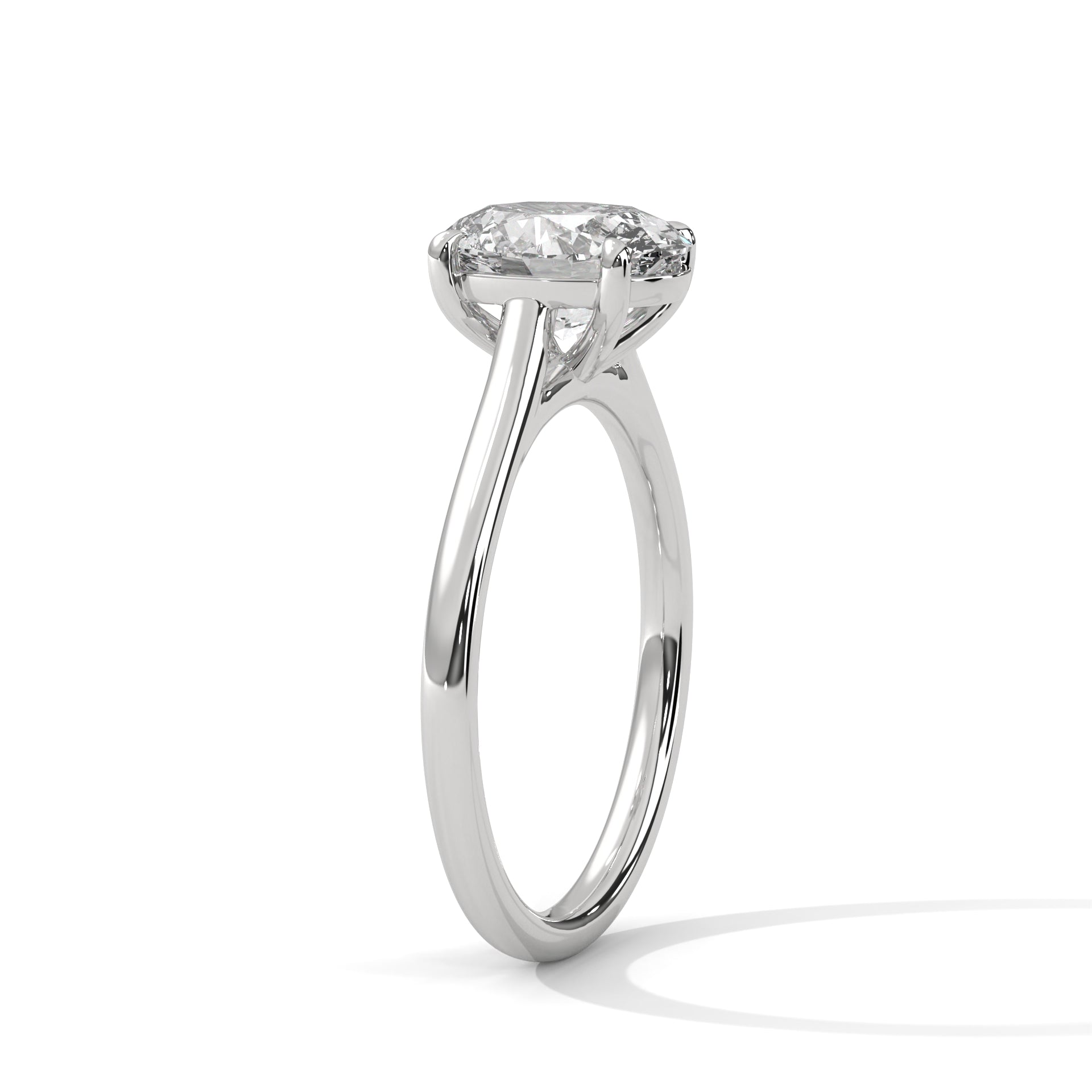 Oval Diamond Solitaire Engagement Ring in White Gold – Classic Oval Cut Diamond Ring – Minimalist Proposal Ring – Elegant Bridal Ring