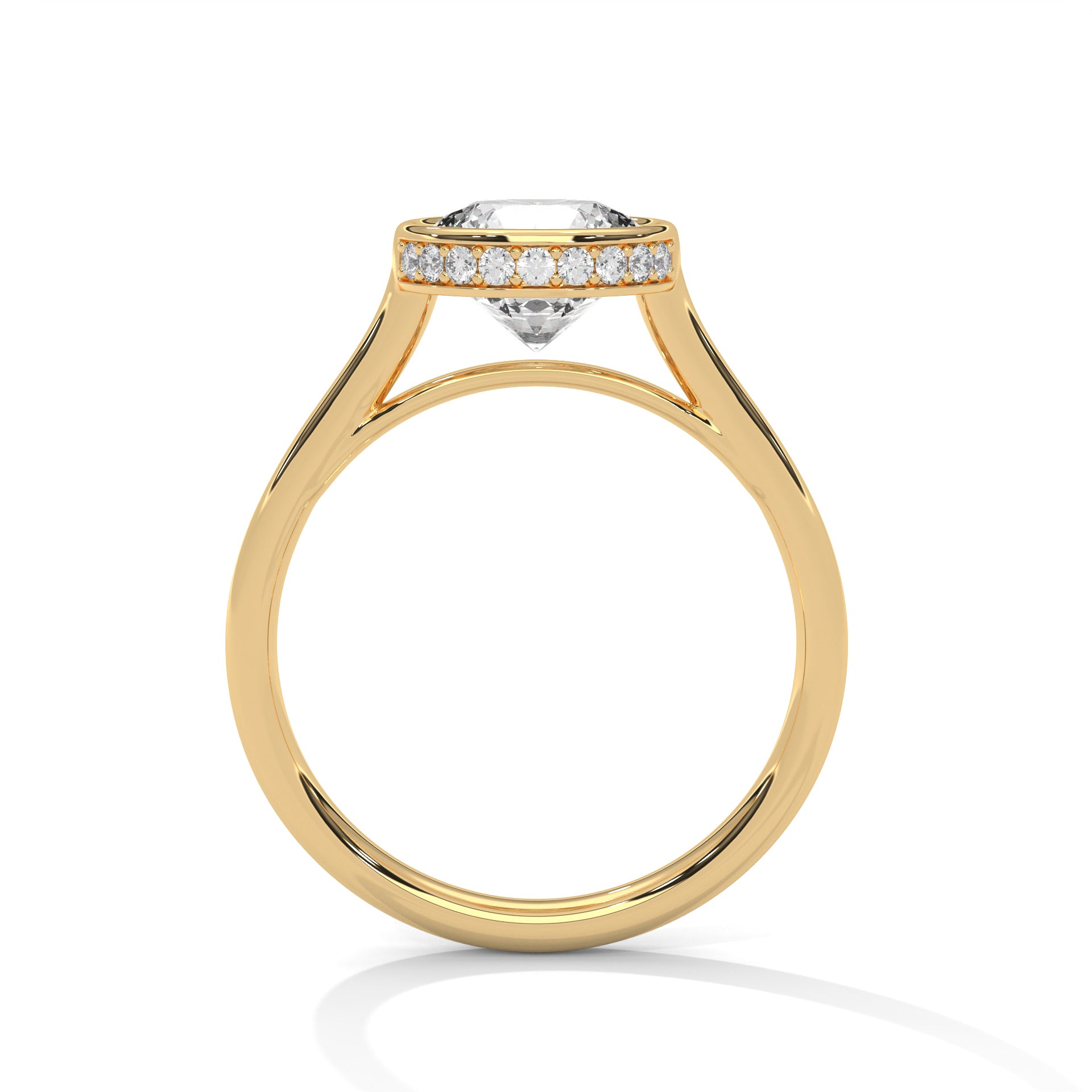 Round Bezel Diamond Engagement Ring in Gold – Bezel Set Solitaire Ring – Minimalist Diamond Engagement Ring – Modern Round Diamond Ring