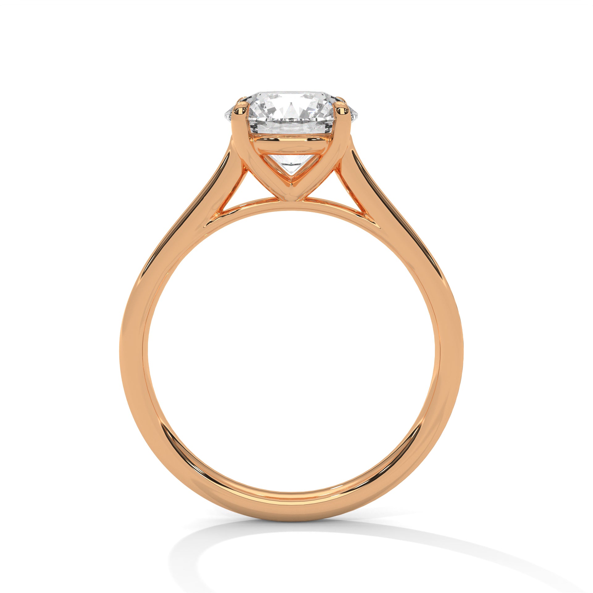 Round Solitaire Diamond Engagement Ring in Rose Gold – Classic 4 Prong Diamond Ring – Minimalist Round Diamond Proposal Ring – Timeless Solitaire Ring
