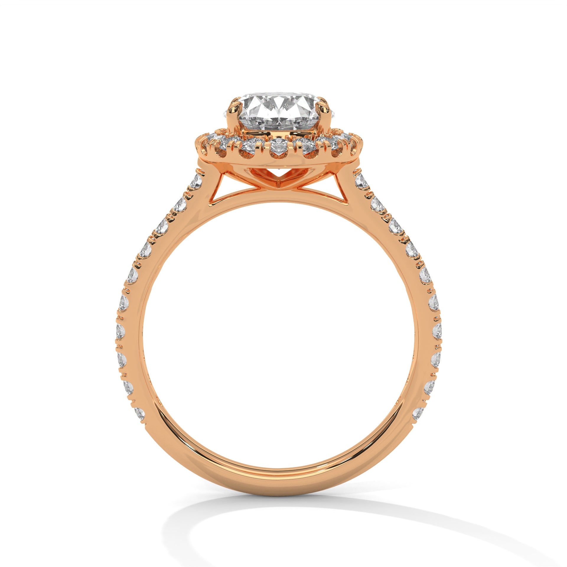 Oval Cut Diamond Halo Engagement Ring in Rose Gold – Oval Diamond Halo Ring – Pave Diamond Engagement Ring – Vintage Style Oval Diamond Proposal Ring