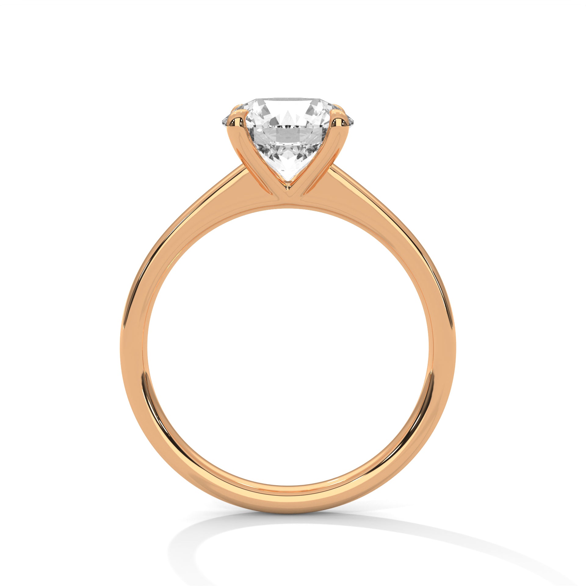 Round Cut Diamond Solitaire Engagement Ring in 14K Rose Gold, 1.50 Carat Lab Grown Diamond Classic Four Prong Ring