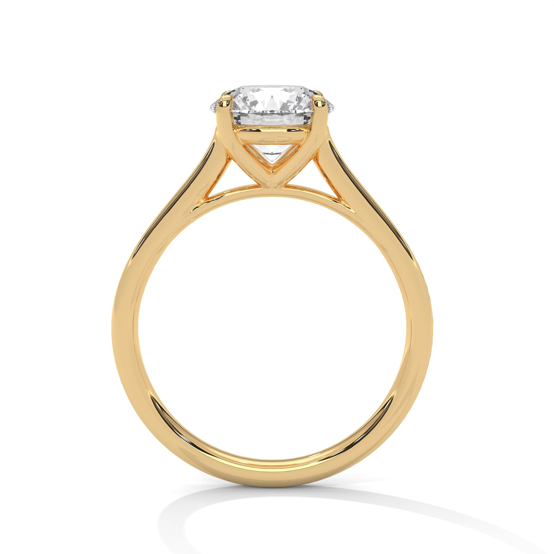 Round Solitaire Diamond Engagement Ring in Gold – Classic 4 Prong Diamond Ring – Minimalist Round Diamond Proposal Ring – Timeless Solitaire Ring
