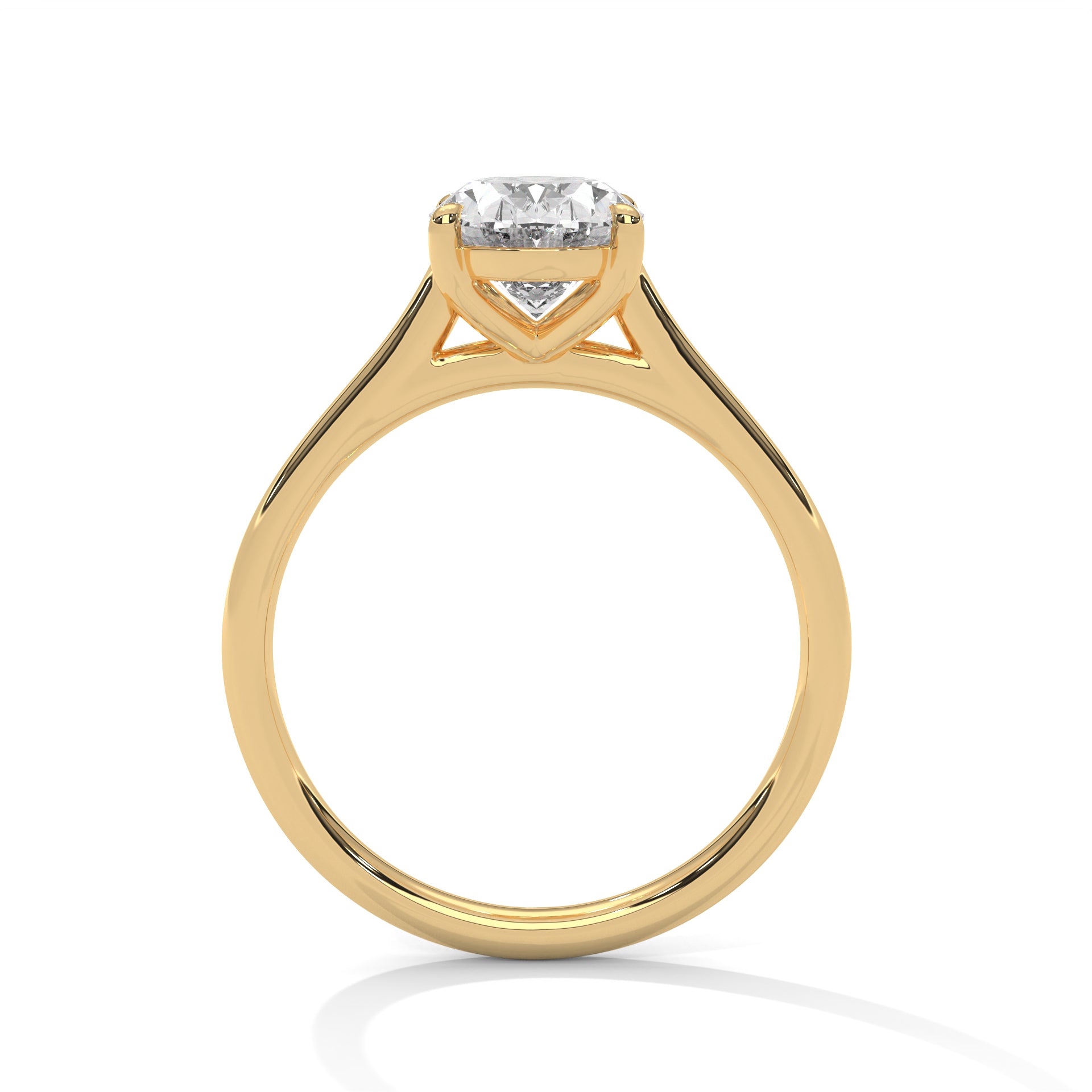 Oval Diamond Solitaire Engagement Ring in Yellow Gold – Classic Oval Cut Diamond Ring – Minimalist Proposal Ring – Elegant Bridal Ring