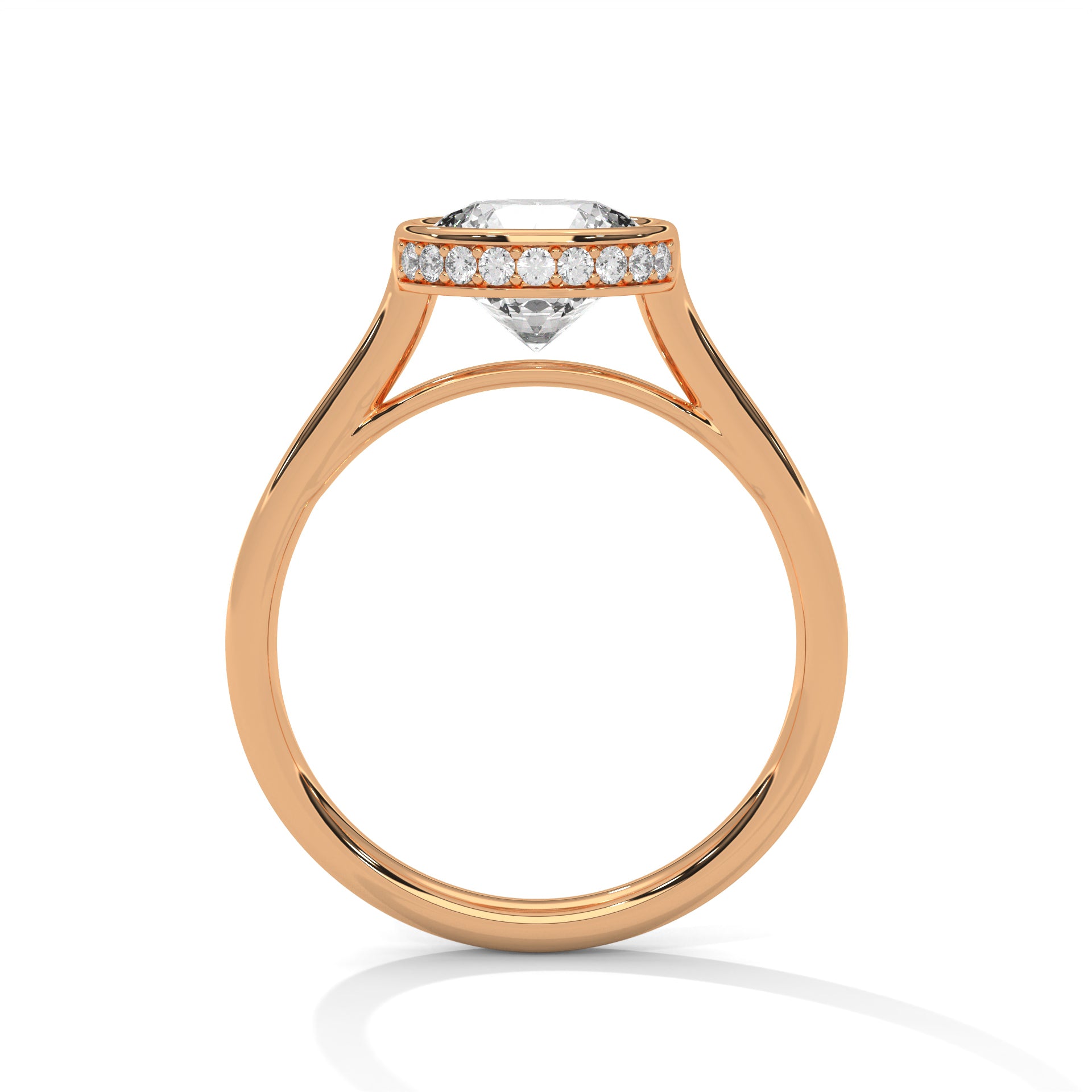 Round Bezel Diamond Engagement Ring in Rose Gold – Bezel Set Solitaire Ring – Minimalist Round Diamond Ring – Modern Engagement Ring