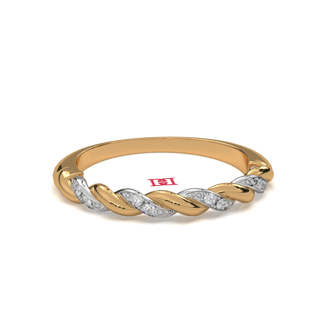 925 Sterling Silver Twisted Diamond Band Ring, White Diamond Rope Design, Minimal Luxury Stackable Ring for Everyday Wear