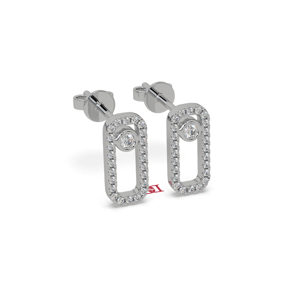 925 Sterling Silver Halo Drop Earrings Rectangle Dangle Stud Earrings Elegant Diamond Look Bridal Jewelry Gift for Her