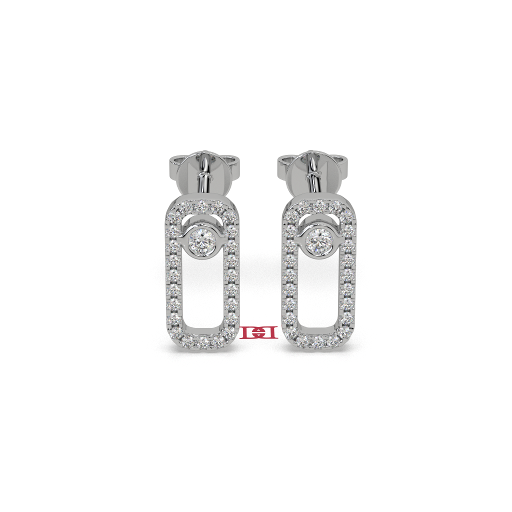 925 Sterling Silver Halo Drop Earrings Rectangle Dangle Stud Earrings Elegant Diamond Look Bridal Jewelry Gift for Her