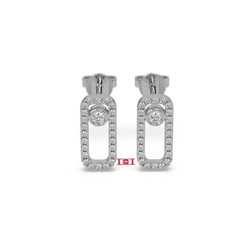 925 Sterling Silver Halo Drop Earrings Rectangle Dangle Stud Earrings Elegant Diamond Look Bridal Jewelry Gift for Her