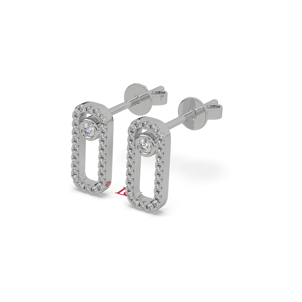 925 Sterling Silver Halo Drop Earrings Rectangle Dangle Stud Earrings Elegant Diamond Look Bridal Jewelry Gift for Her