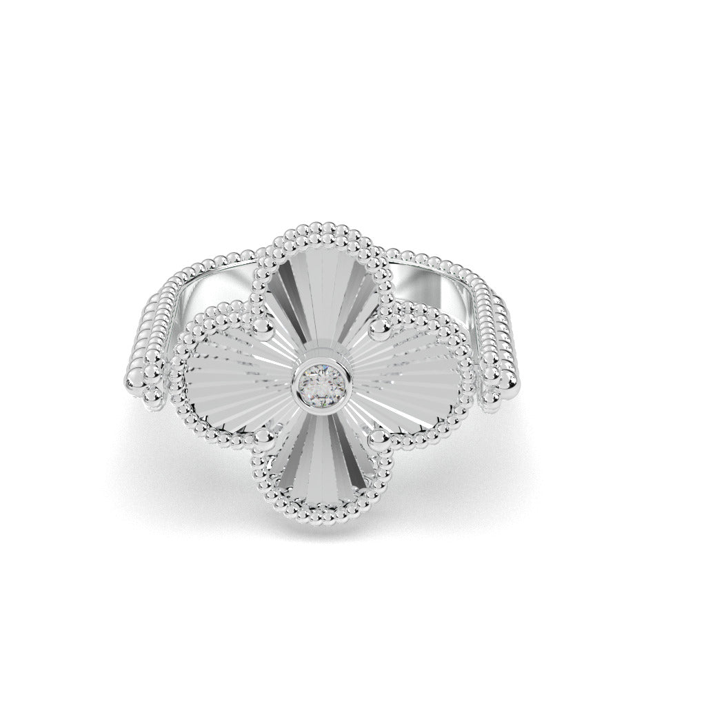 Reversible 925 Sterling Silver Ring, Green Stone & Diamond, Wide Band