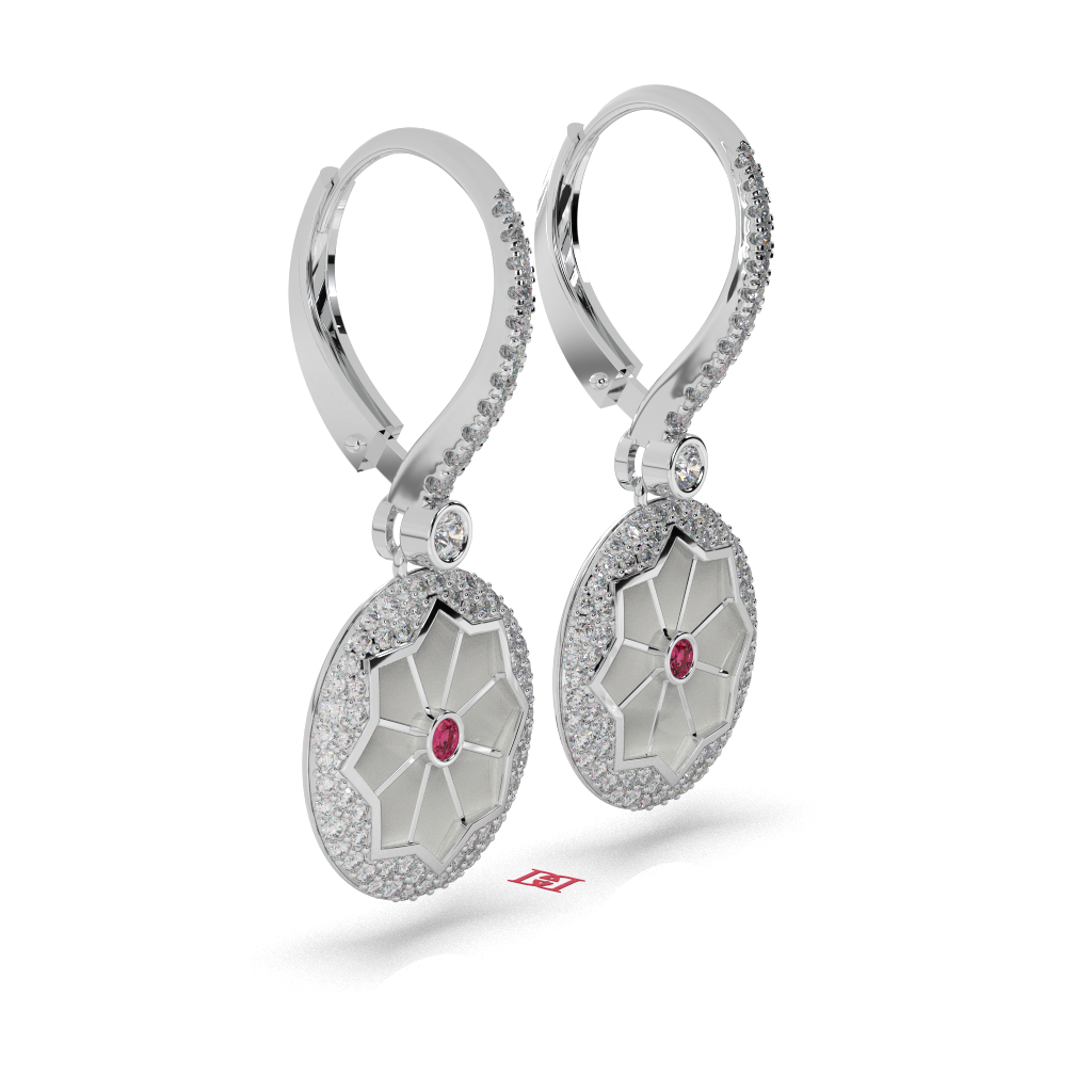 Floral Halo Simulated Diamond Drop Earrings, 925 Sterling Silver Wedding Jewelry