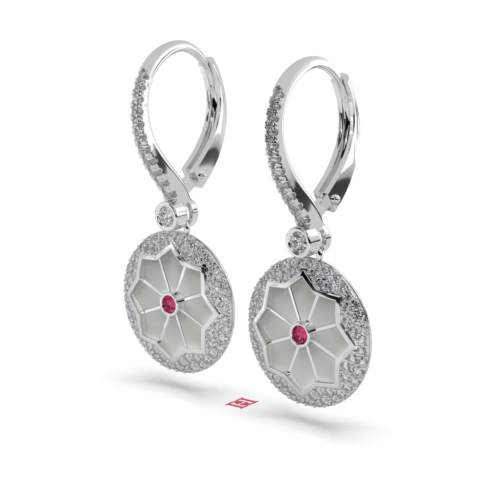Floral Halo Simulated Diamond Drop Earrings, 925 Sterling Silver Wedding Jewelry