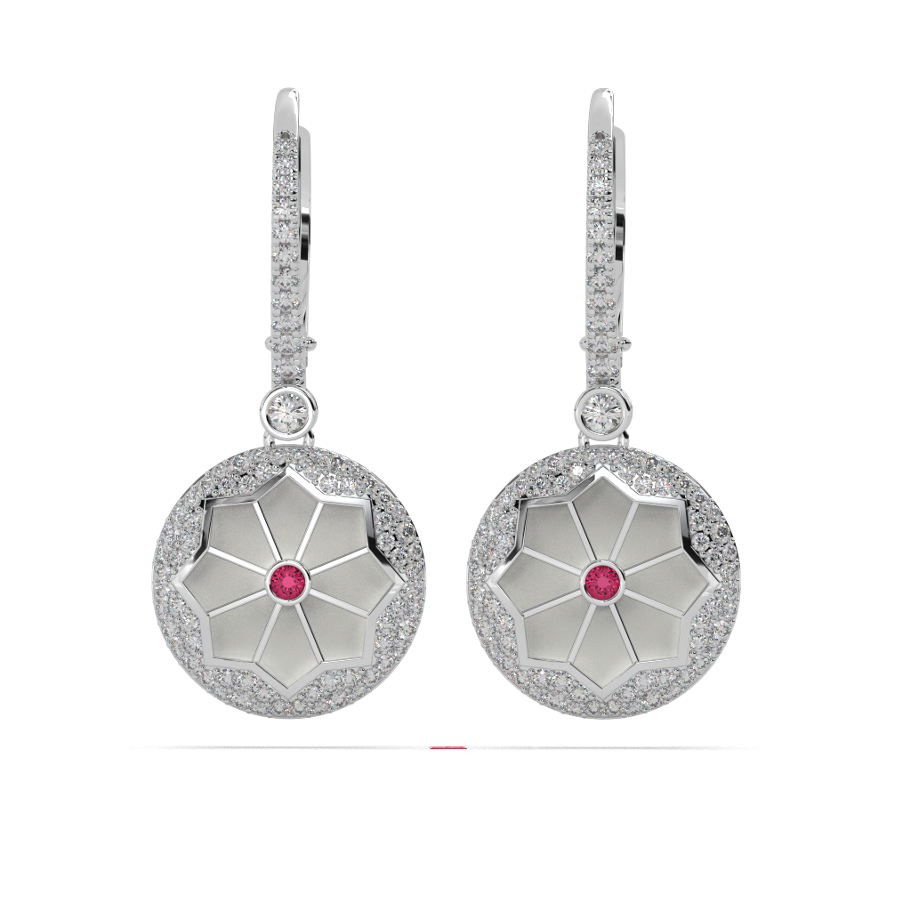 Floral Halo Simulated Diamond Drop Earrings, 925 Sterling Silver Wedding Jewelry