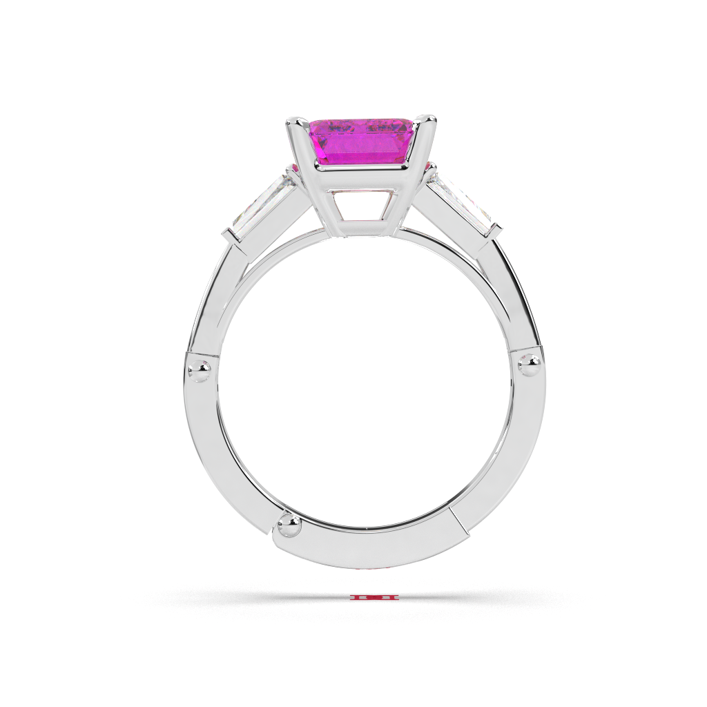 Emerald Cut Rainbow Gemstone Ring | 925 Sterling Silver Adjustable Band