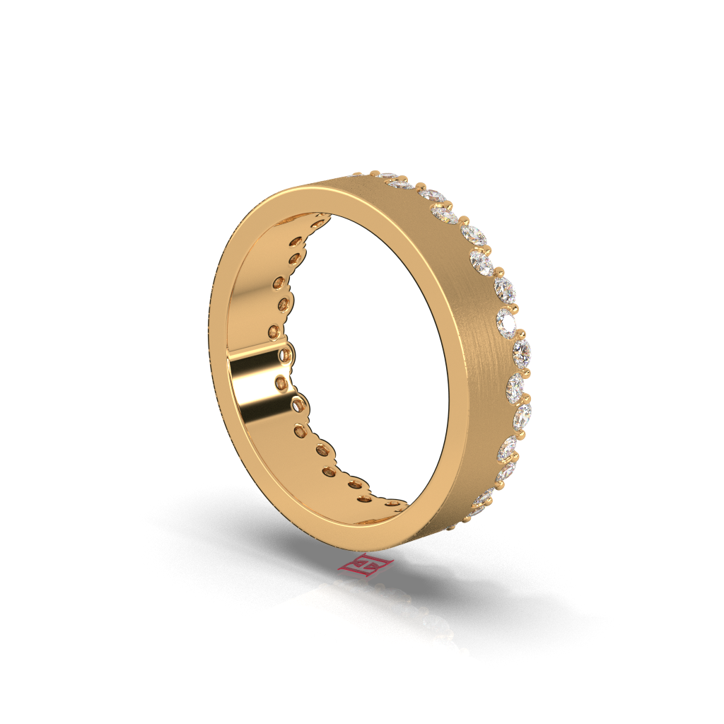 Gold Finish Diamond Sterling Silver Band Ring, Minimalist Wedding