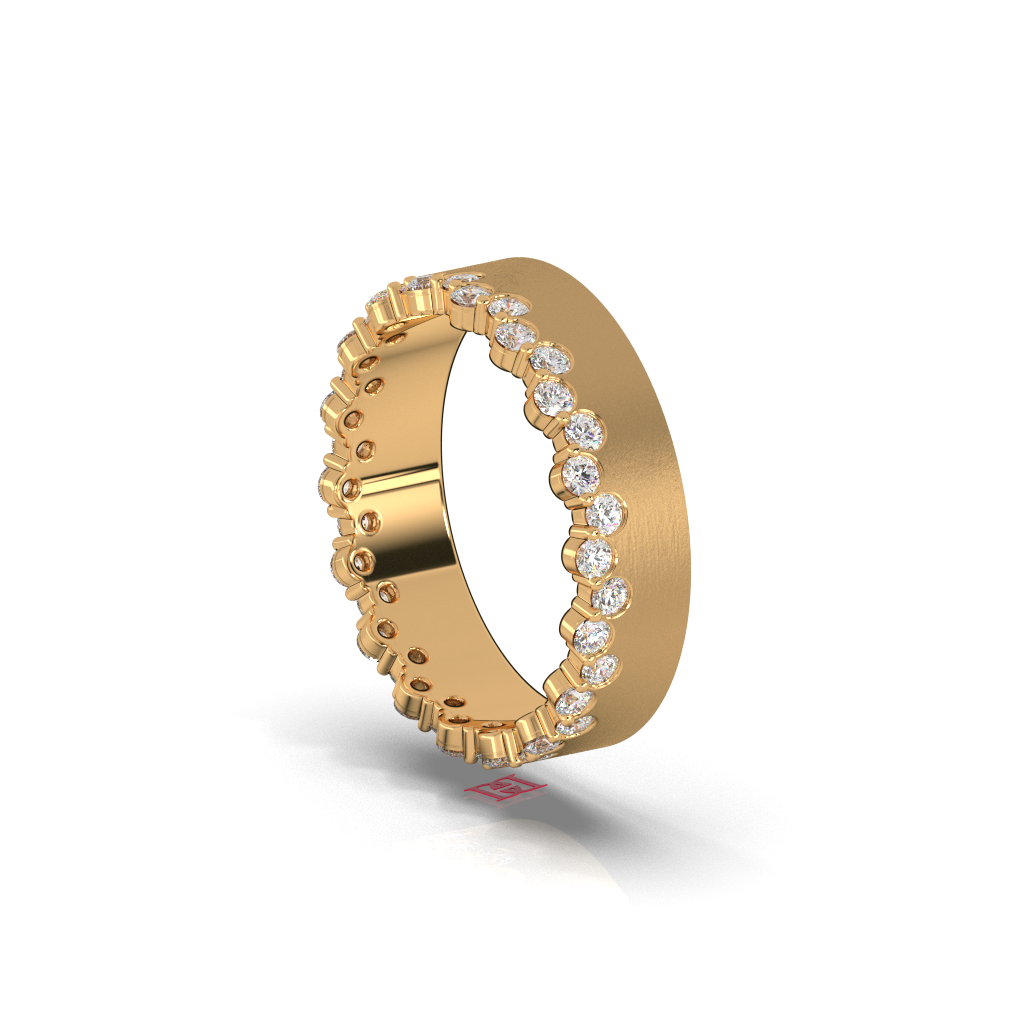 Gold Finish Diamond Sterling Silver Band Ring, Minimalist Wedding