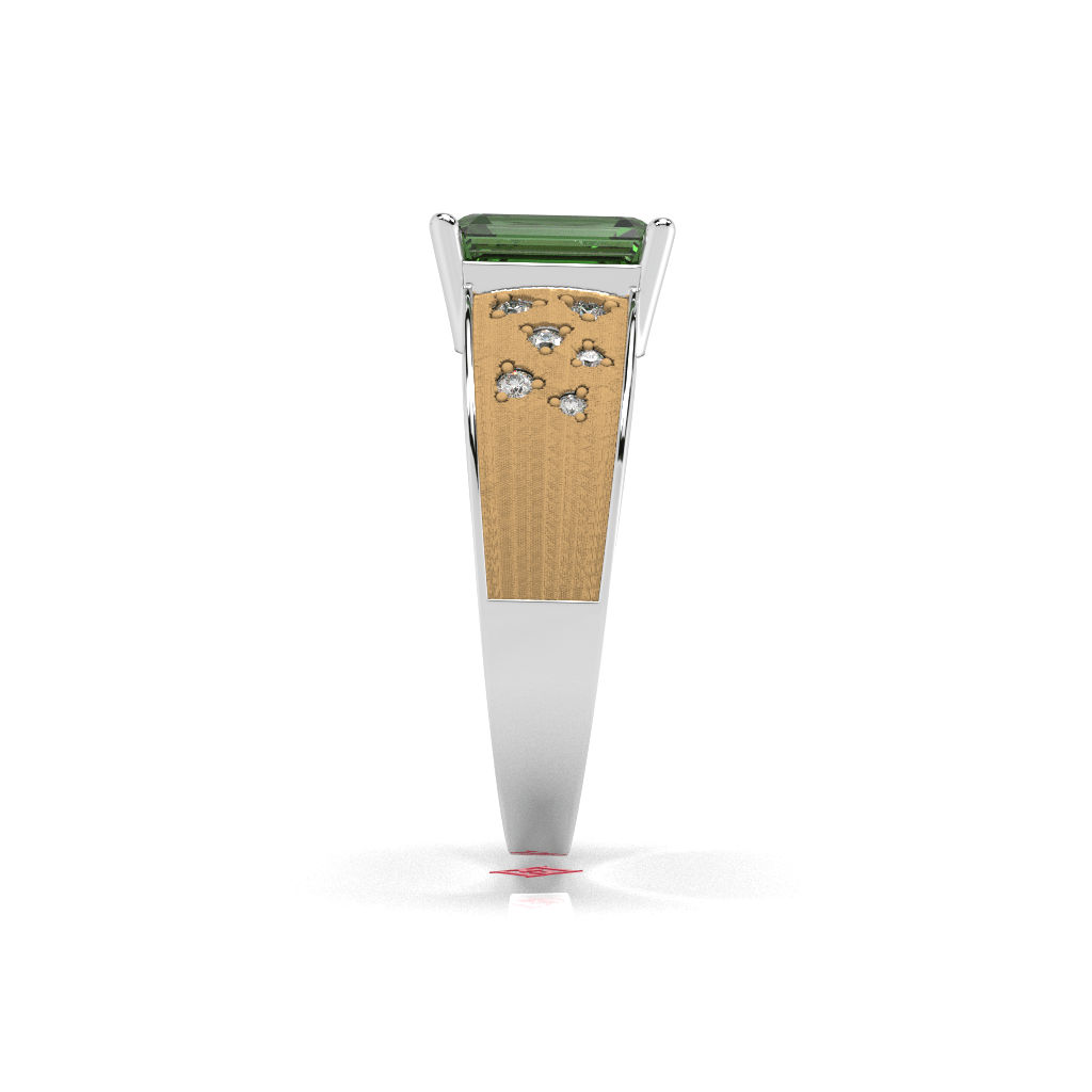 Emerald Cut Green Stone Ring | 925 Silver Solitaire, Modern Statement