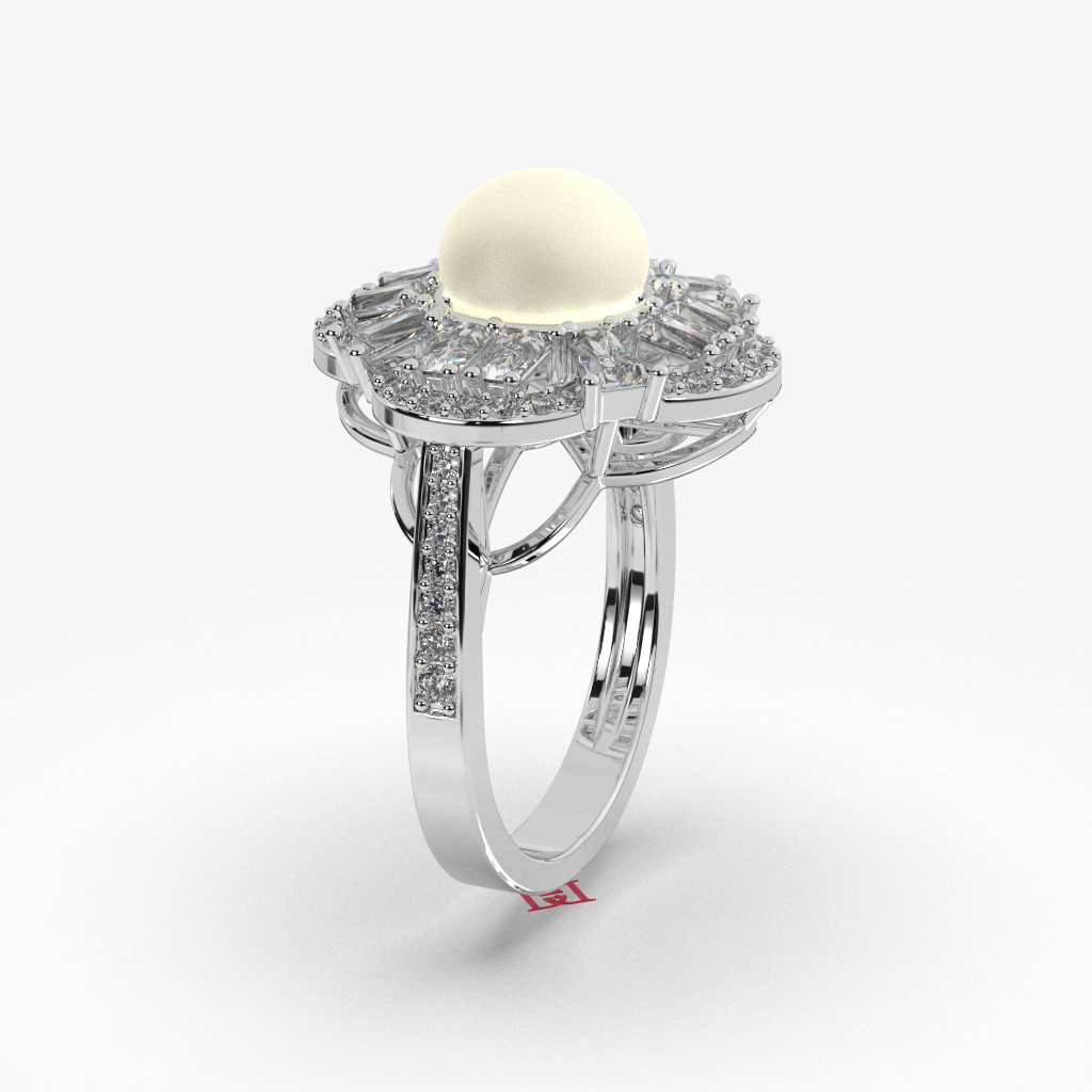 Mother of Pearl Ring | Floral Halo, 925 Sterling Silver Statement