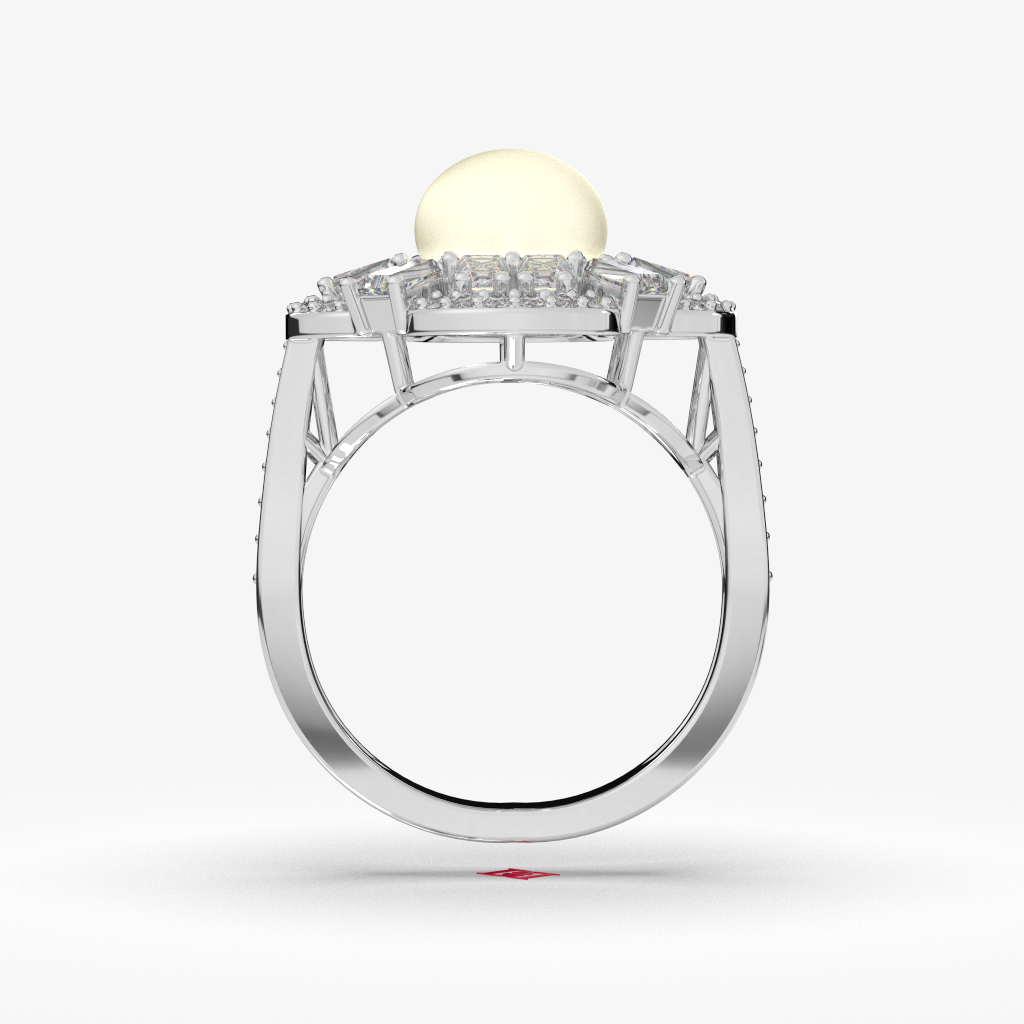 Mother of Pearl Ring | Floral Halo, 925 Sterling Silver Statement
