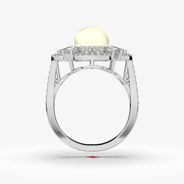 Mother of Pearl Ring | Floral Halo, 925 Sterling Silver Statement