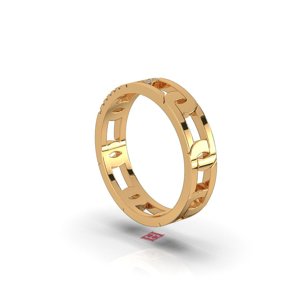925 Sterling Silver Diamond Cutout Band Ring Modern Openwork Statement Ring Luxury Wedding Band for Men and Women