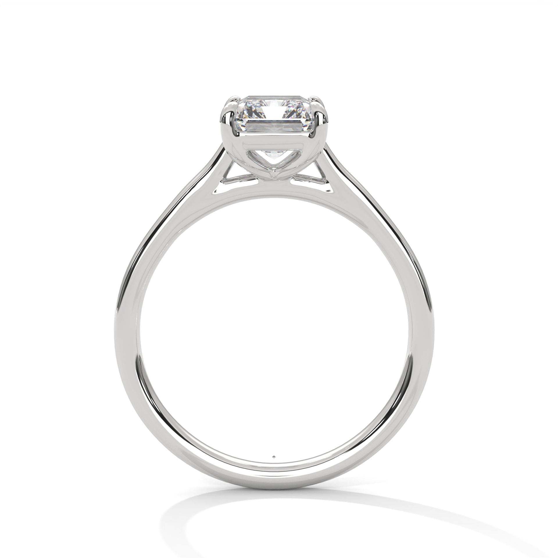 Emerald Cut Diamond Engagement Ring in White Gold – Classic Emerald Cut Solitaire Diamond Ring