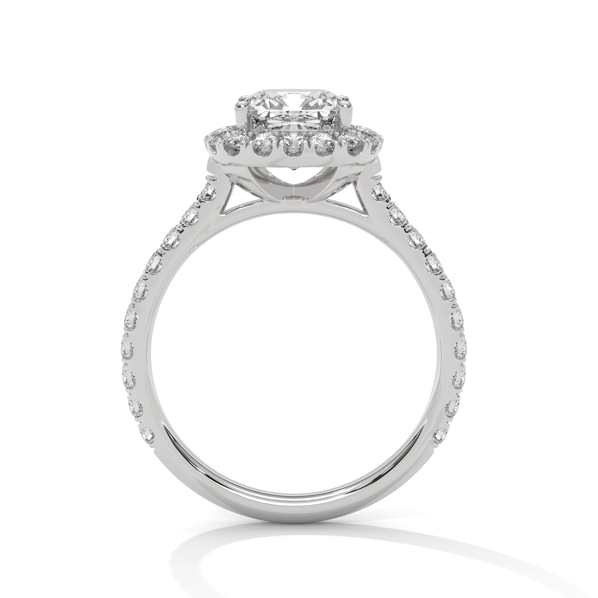 Cushion Cut Diamond Halo Engagement Ring in White Gold – Cushion Halo Diamond Ring – Cushion Cut Halo Engagement Ring – Pavé Diamond Bridal Ring