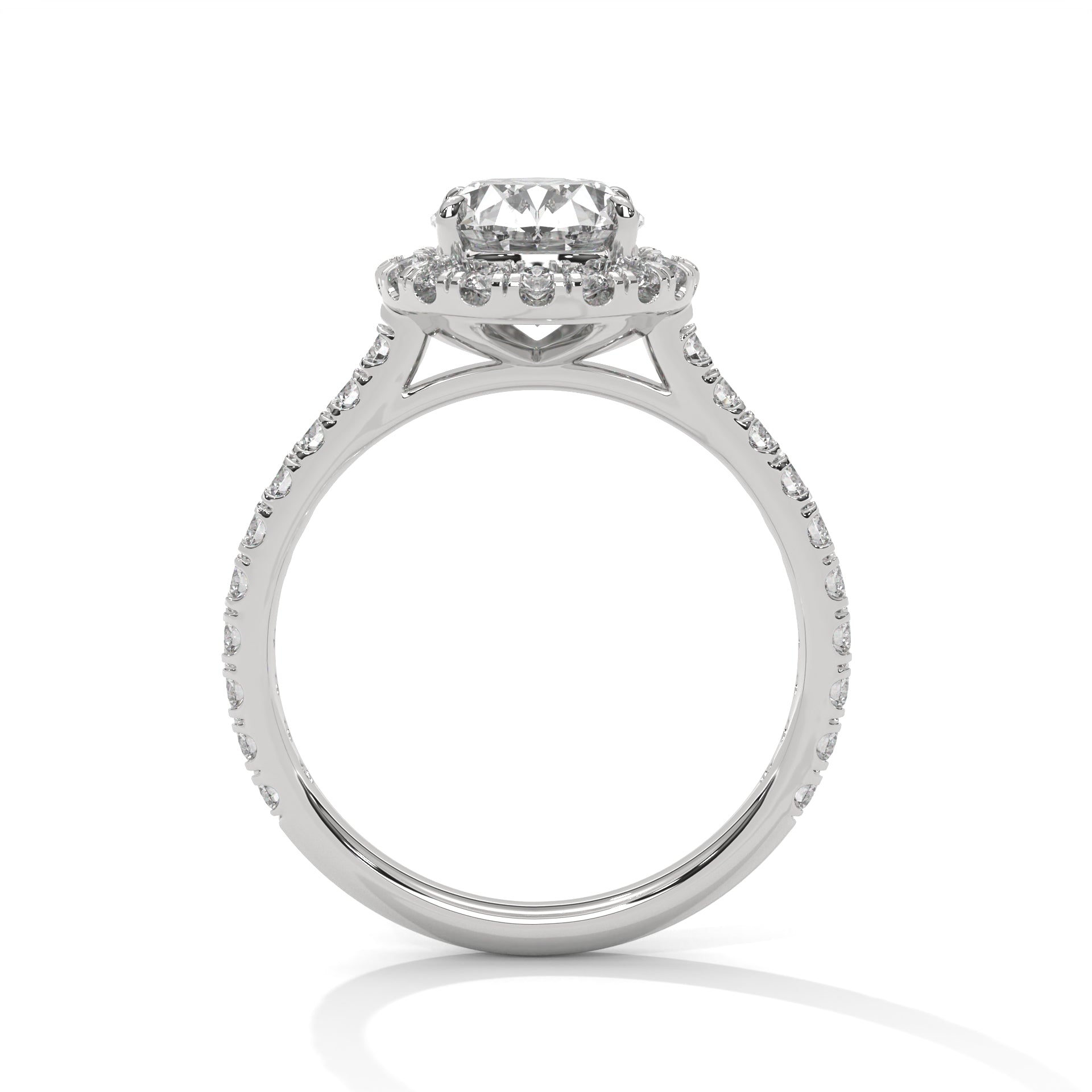 Oval Cut Diamond Halo Engagement Ring in White Gold – Oval Diamond Halo Ring – Pave Diamond Engagement Ring – Vintage Style Oval Diamond Proposal Ring