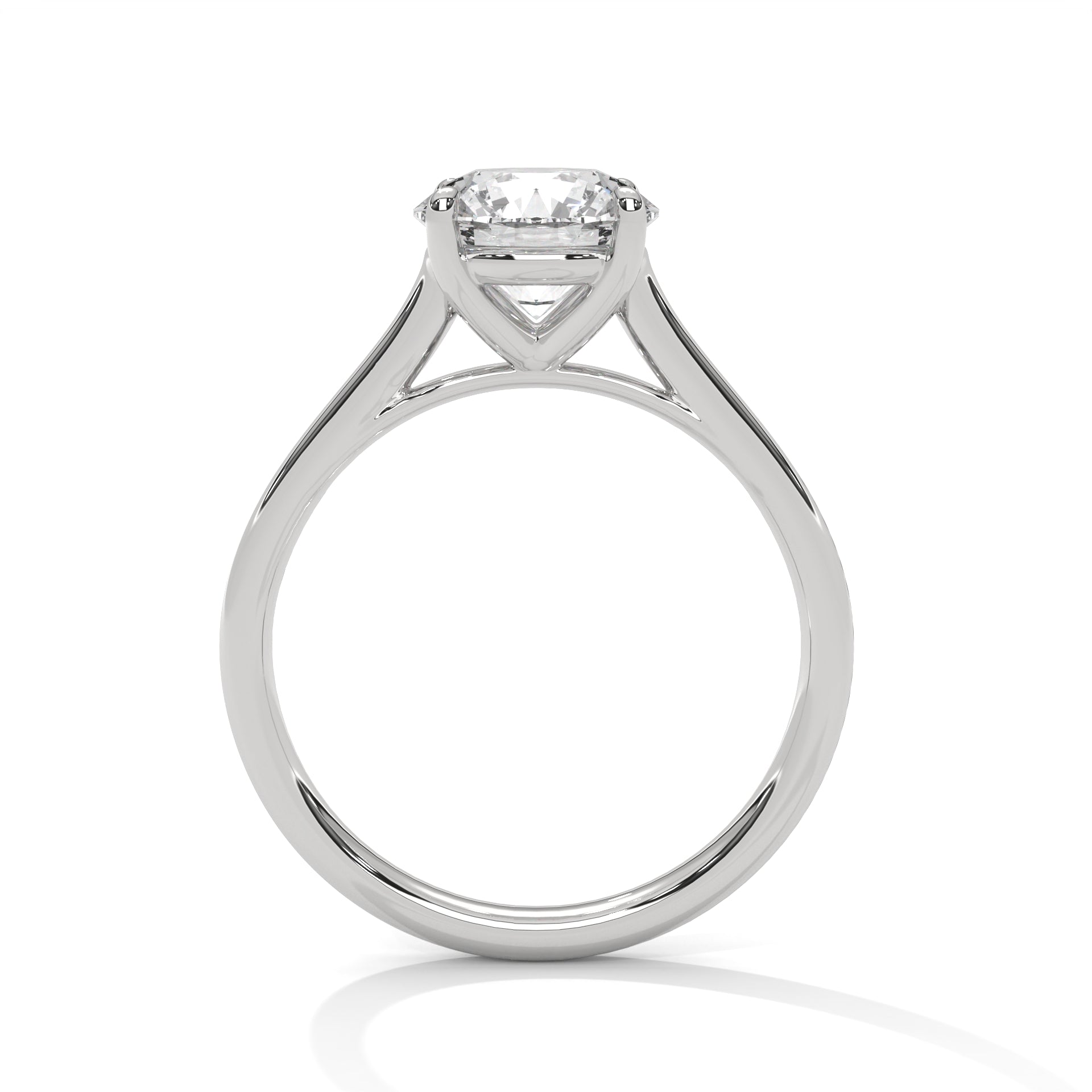Round Solitaire Diamond Engagement Ring in White Gold – Classic 4 Prong Diamond Ring – Minimalist Round Diamond Proposal Ring – Timeless Solitaire Ring