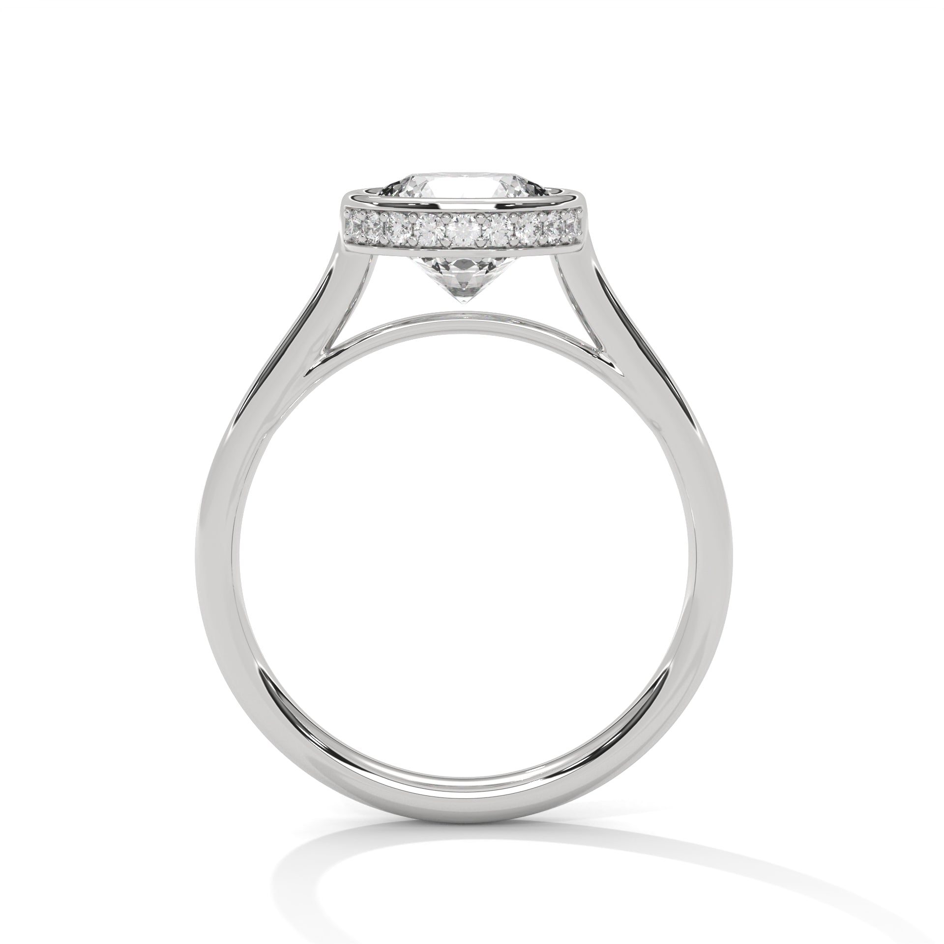 Round Bezel Diamond Engagement Ring in White Gold – Bezel Set Solitaire Ring – Minimalist Round Diamond Ring – Modern Engagement Ring