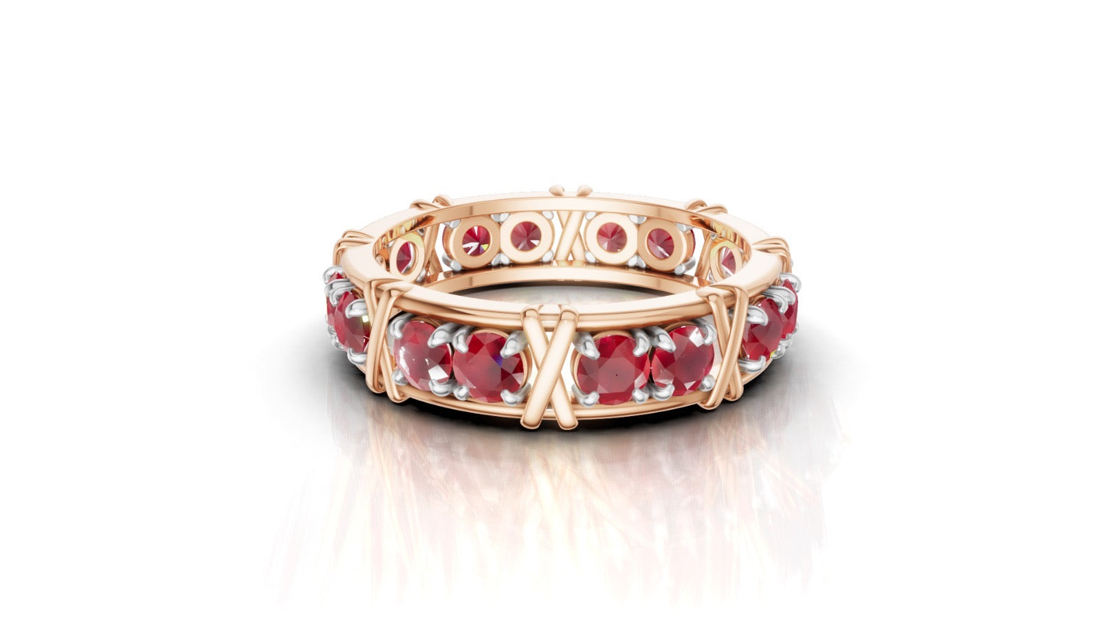Vijay Deverakonda'S Ring | 16 Stone X Crown Ring | Rose Gold | Ruby