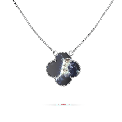 Luxury Clover Pendant Necklace in 925 Sterling Silver with Diamond Accents, Elegant Statement Jewelry, Minimalist Designer Silver Pendant