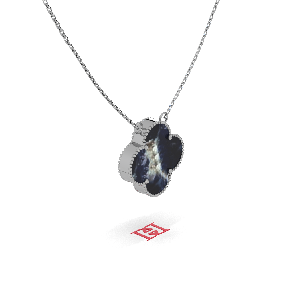 Luxury Clover Pendant Necklace in 925 Sterling Silver with Diamond Accents, Elegant Statement Jewelry, Minimalist Designer Silver Pendant