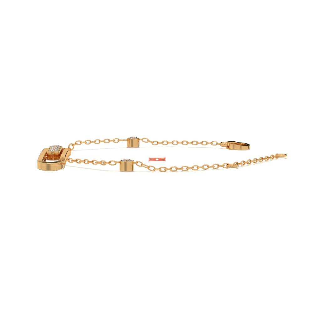 Luxury 925 Sterling Silver Gold Plated Diamond Bracelet, Minimal Bar Charm Bracelet, Dainty Everyday Jewelry Gift Her & Him