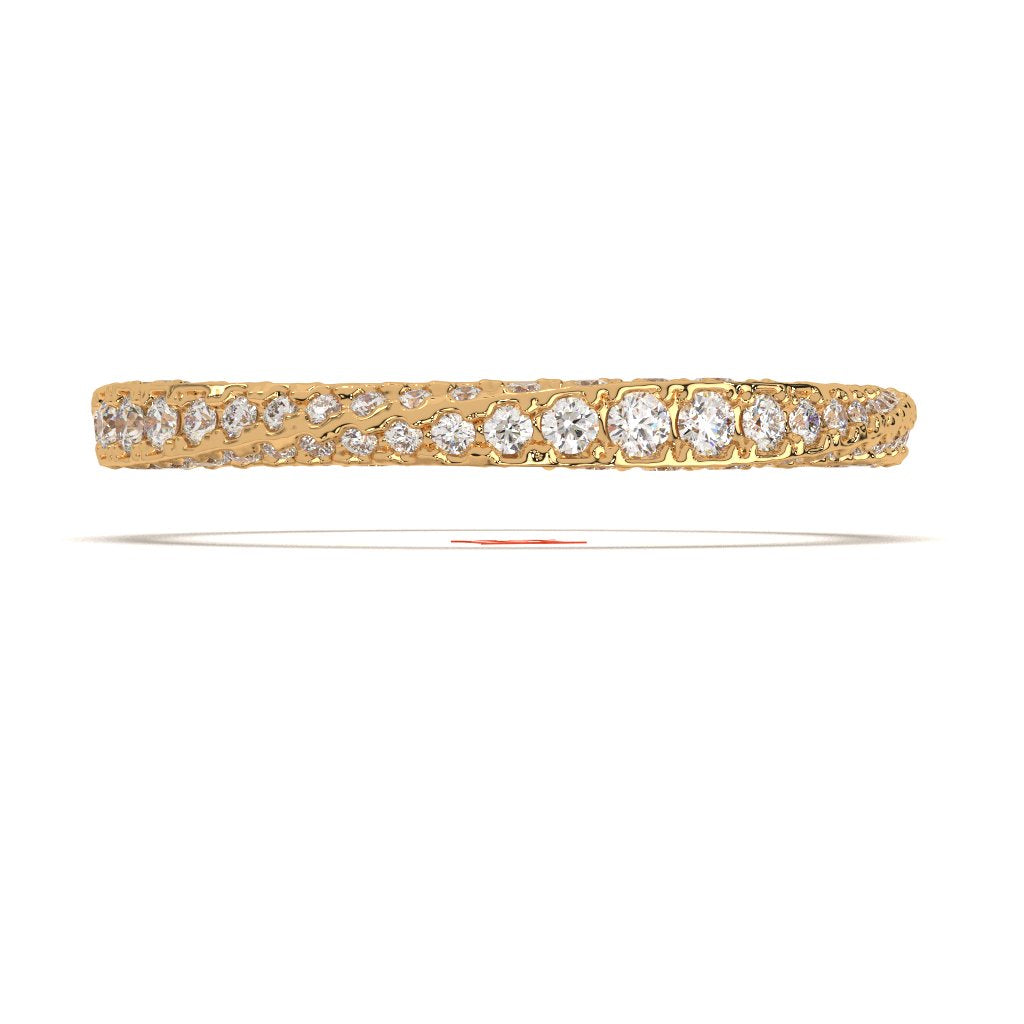 925 Sterling Silver Diamond Eternity Band Ring, White Diamond Pavé Ring, Minimal Luxury Stackable Ring