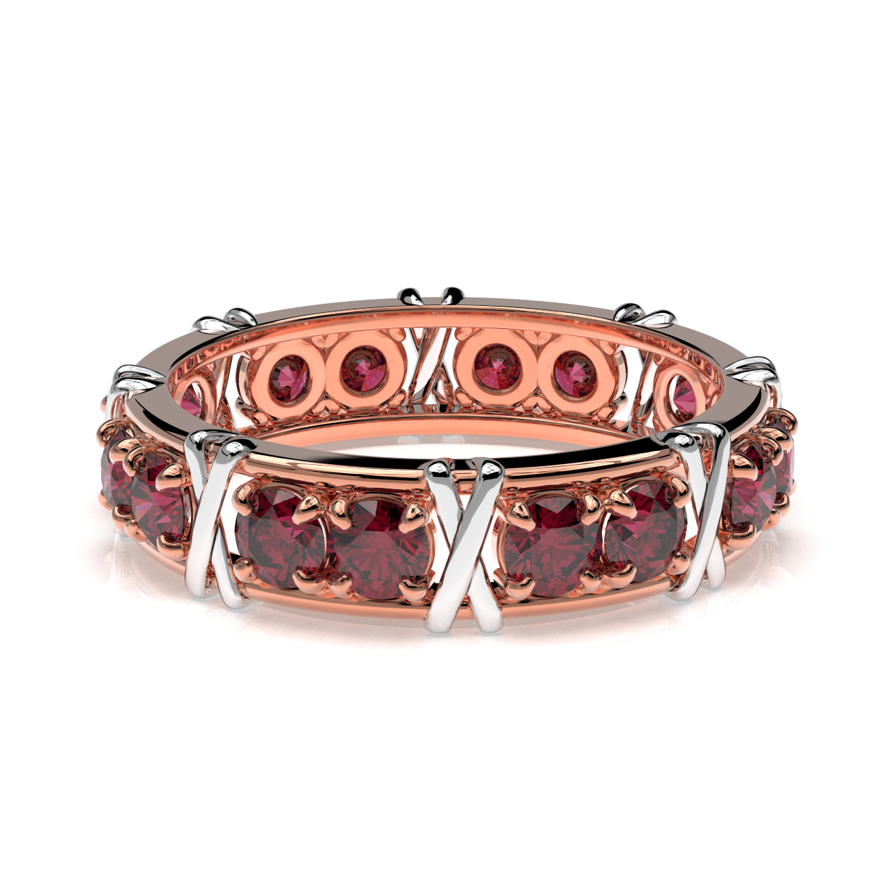 Vijay Deverakonda'S Ring | 16 Stone X Crown Ring | Rose Gold + White | Ruby