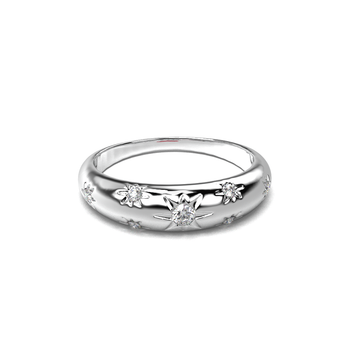925 Sterling Silver Star Diamond Ring | Celestial Diamond Band | Minimal Luxury Stackable Ring | White Diamond Silver Ring