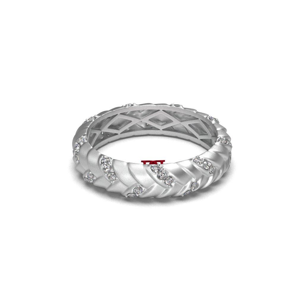 Luxury Silver Diamond Twisted Band Ring | White Diamond Eternity Ring | 925 Sterling Silver Designer Ring | Elegant Statement Jewelry