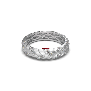 Luxury Silver Diamond Twisted Band Ring | White Diamond Eternity Ring | 925 Sterling Silver Designer Ring | Elegant Statement Jewelry