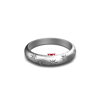 Celestial Star Diamond Band Ring 925 Sterling Silver White Diamond Textured Minimal Ring