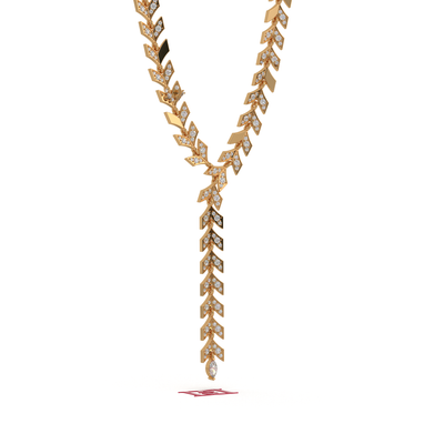 Luxury Leaf Diamond Necklace 925 Sterling Silver | Designer Drop Necklace | White Diamond Fine Jewelry | Handmade Statement Necklace
