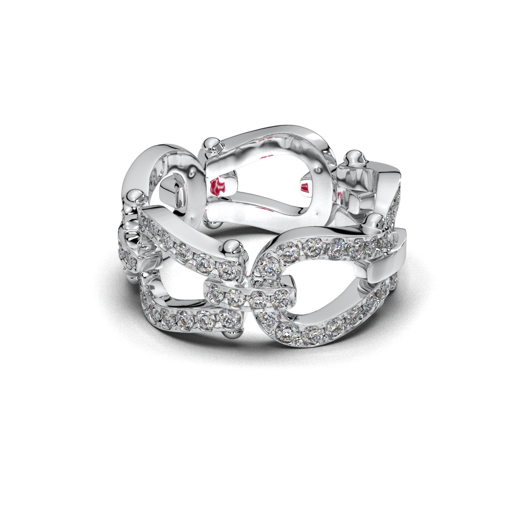 Luxury Diamond Link Ring in 925 Sterling Silver, Movable Chain Style Ring, Modern Statement Diamond Ring, High End Designer Jewelry